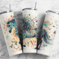 Colorful Horse 20oz Sublimation Tumbler Designs, Soft floral 9.2 x 8.3” Straight Skinny Tumbler Wrap PNG