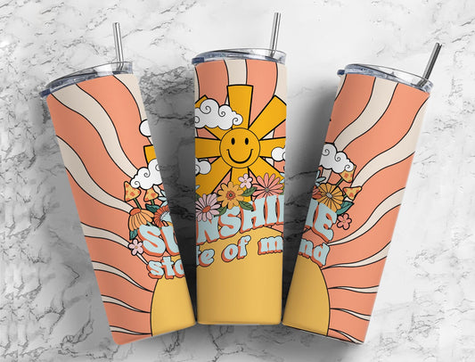 Sunshine state of mind retro boho 20oz Sublimation Tumbler Designs, 9.2 x 8.3” Straight Skinny Tumbler Wrap PNG