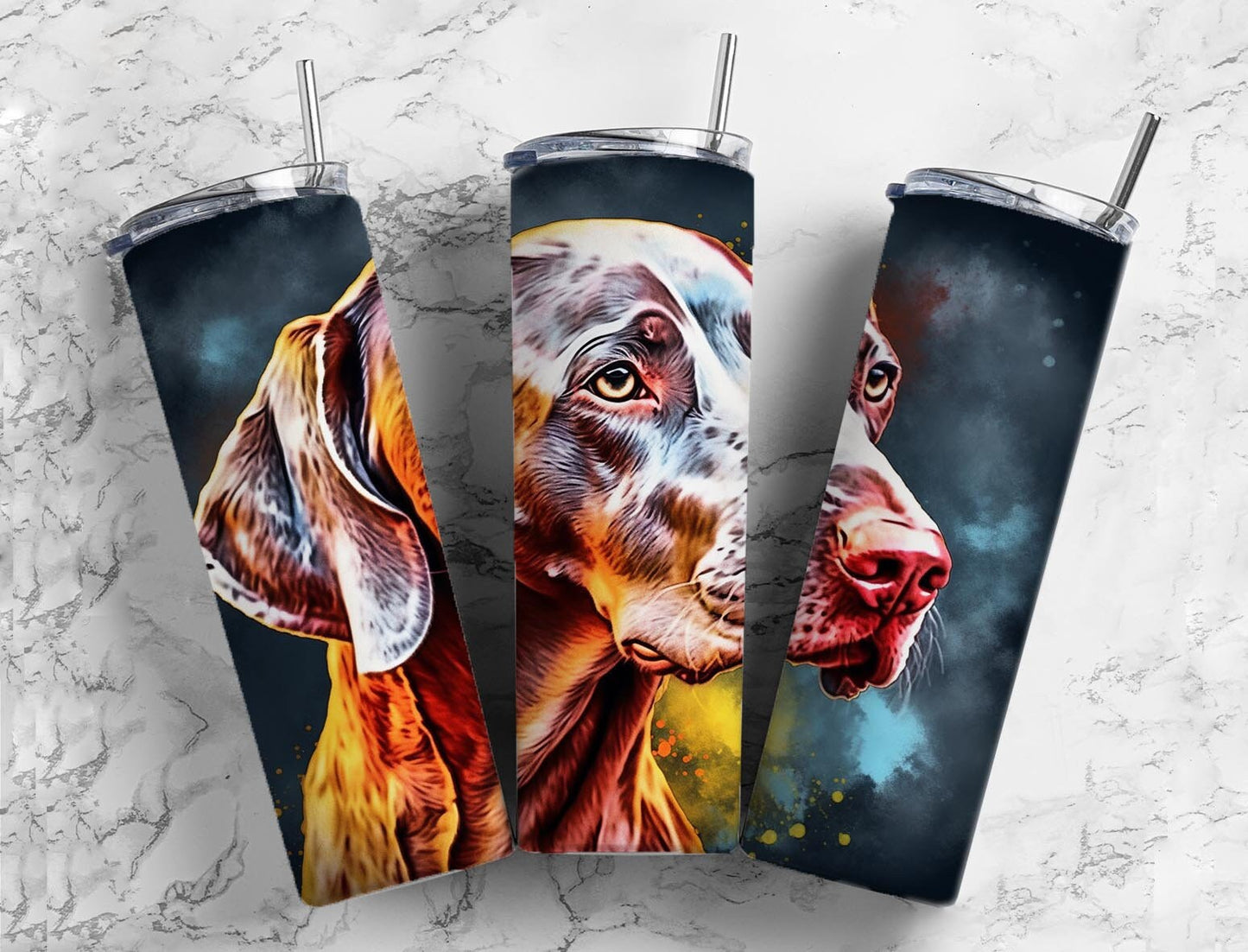 Brown dog 20oz Sublimation Tumbler Designs, grey and yellow 9.2 x 8.3” Straight Skinny Tumbler Wrap PNG