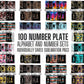 100+ MEGA BUNDLE - Number Plate Letters, Entire Doodle Alphabet, Licence Plate Alphabet , Individually Saved PNG, pack, Sublimation letters
