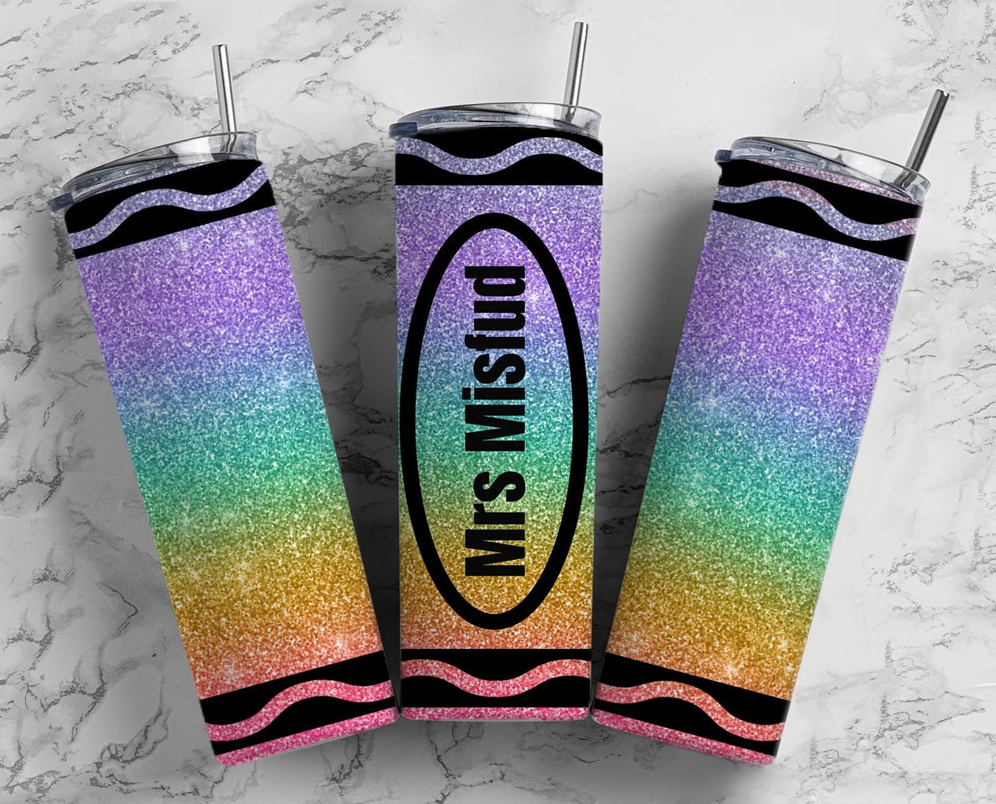 Rainbow Glitter Crayon 20oz Sublimation Tumbler Designs, Add name Teacher Gift 9.2 x 8.3” Straight Skinny Tumbler Wrap PNG 92 (2023-04-18 14.43.37)