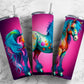 Rainbow horse 20oz Sublimation Tumbler Designs, Neon colorful 9.2 x 8.3” Straight Skinny Tumbler Wrap PNG