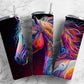 Rainbow hair horse 20oz Sublimation Tumbler Designs, Colorful neon 9.2 x 8.3” Straight Skinny Tumbler Wrap PNG