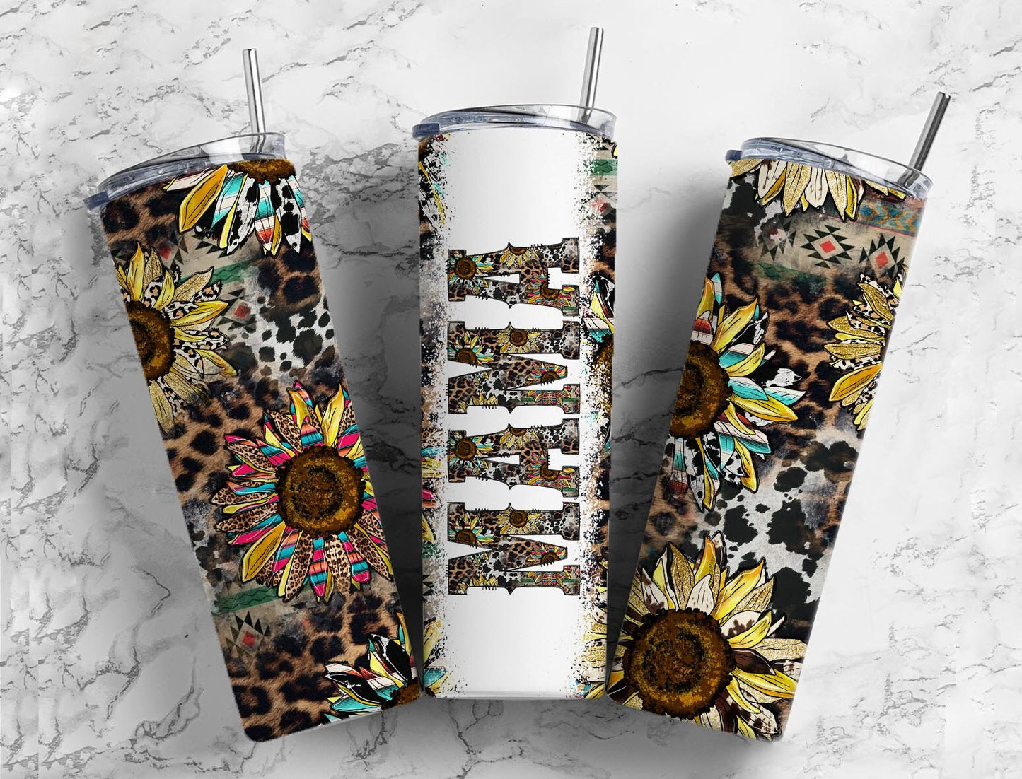 Country Mama 20oz Sublimation Tumbler Designs, Western Sunflower 9.2 x 8.3” Straight Skinny Tumbler Wrap PNG, Sublimation Design PNG