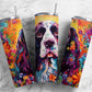 Cocker spaniel 20oz Sublimation Tumbler Designs, Colorful floral 9.2 x 8.3” Straight Skinny Tumbler Wrap PNG