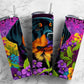 Rottweiler Dog 20oz Sublimation Tumbler Designs, Vibrant Floral 9.2 x 8.3” Straight Skinny Tumbler, Tumbler Wrap PNG