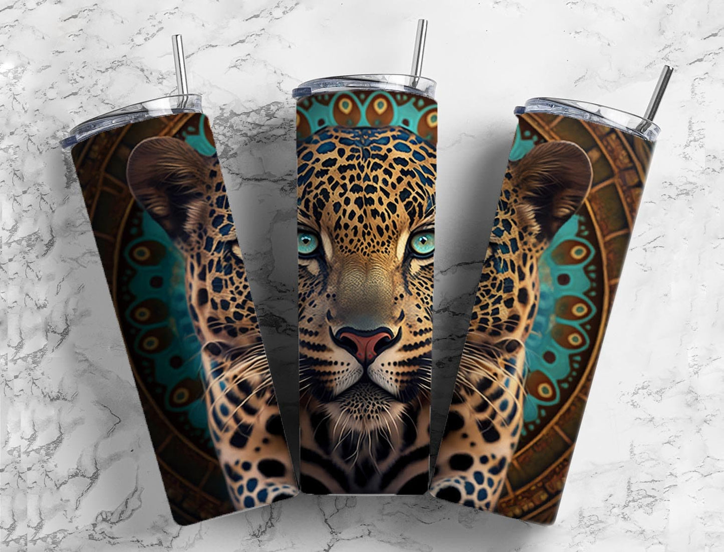 Spotted leopard 20oz Sublimation Tumbler Designs, Patterned background 9.2 x 8.3” Straight Skinny Tumbler Wrap PNG