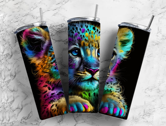 Alcohol Ink Lion 20oz Sublimation Tumbler Designs, BAby Cub 9.2 x 8.3” Straight Skinny Tumbler Wrap PNG, Sublimation Design PNG