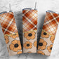 Plaid Pumpkin Fall Retro 20oz Sublimation Tumbler Designs, Mom Aesthetic Floral 9.2 x 8.3” Straight Skinny Tumbler Wrap PNG11