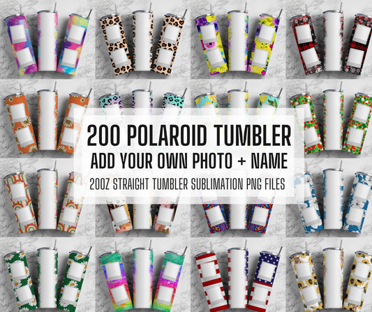 200+ Polaroid Add Photo and Text Tumbler Wrap, Straight Tumbler, Design Bundle, 20oz Straight Tumbler, Sunflower Tumbler Wrap, Tumbler PNG