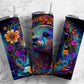 Colorful otter 20oz Sublimation Tumbler Designs, Rainbow neon 9.2 x 8.3” Straight Skinny Tumbler Wrap PNG