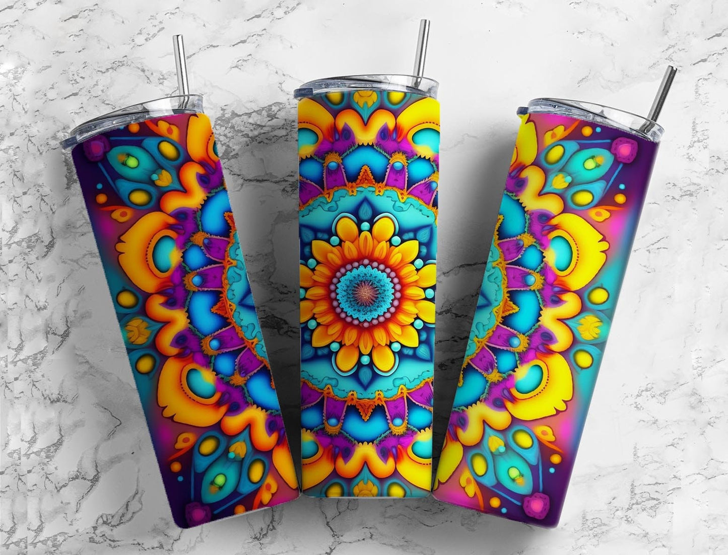 Rainbow pattern 20oz Sublimation Tumbler Designs, Bright colorful 9.2 x 8.3” Straight Skinny Tumbler Wrap PNG