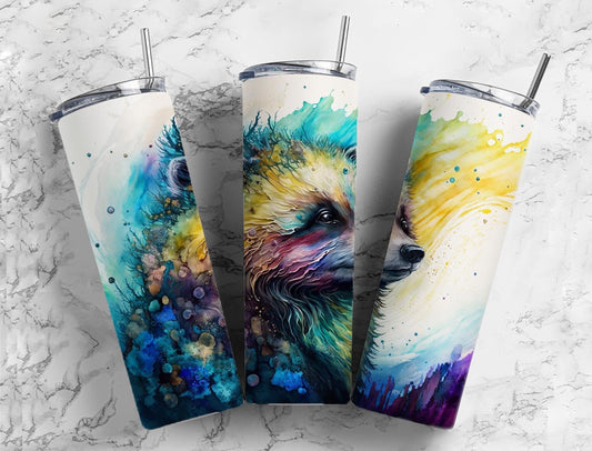 Echidna Wave 20oz Sublimation Tumbler Designs, Water Color 9.2 x 8.3” Straight Skinny Tumbler, Tumbler Wrap PNG