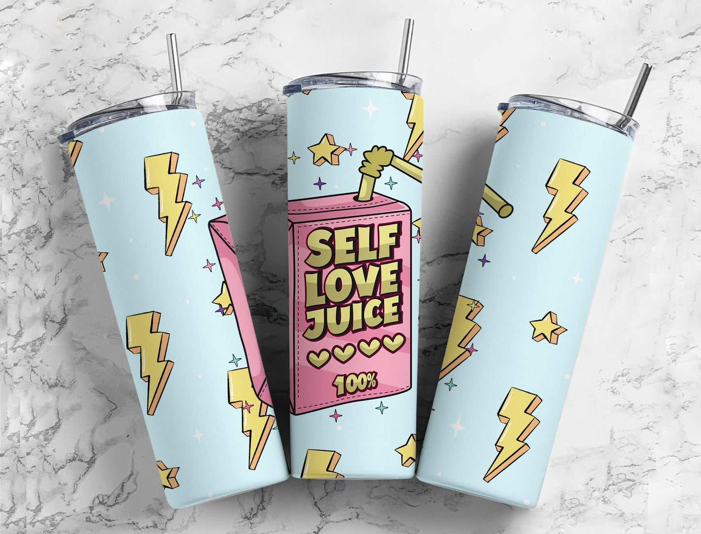 Self love juice 20oz Sublimation Tumbler Designs, LIghtning bolt 9.2 x 8.3” Straight Skinny Tumbler Wrap PNG