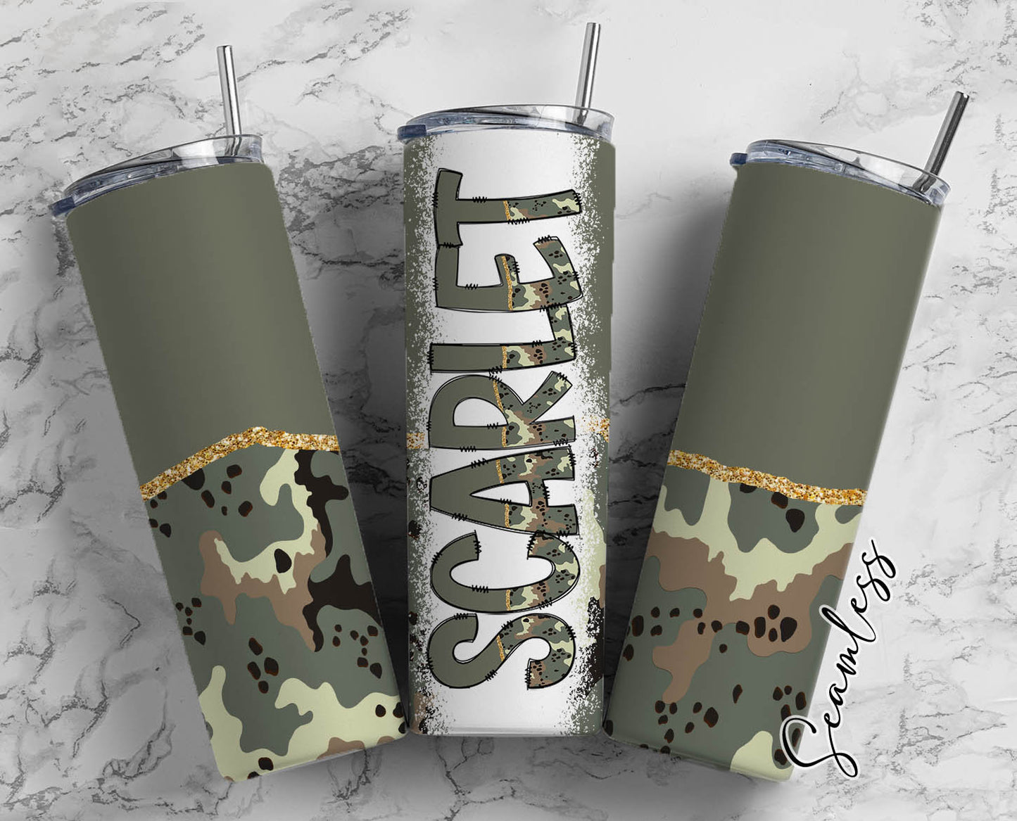 Camo Hunting Tumbler Wrap with Matching Doodle Letter Alphabet PNG, Aesthetic Add your Own name 20oz Tumbler, Army Alpha Set PNG 91