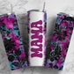 Pink and Black 20oz Sublimation Tumbler Designs, Retro Mama 9.2 x 8.3” Straight Skinny Tumbler Wrap PNG, Mom Tumbler