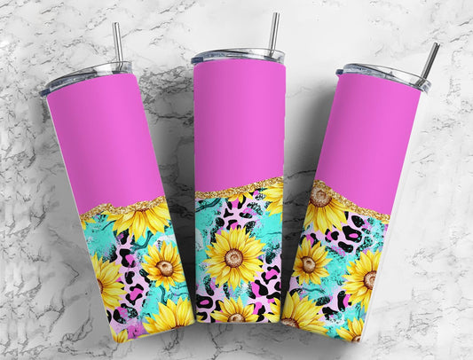 Turquoise Sunflower 20oz Sublimation Tumbler Designs, Gold Leopard Print 9.2 x 8.3” Straight Skinny Tumbler Wrap PNG (2023-04-18 15.09.41)