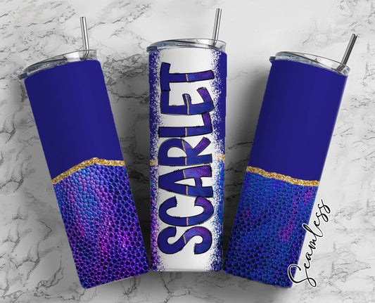 Purple Dragon Skin Tumbler Wrap with Matching Doodle Letter Alphabet PNG, Aesthetic Add your Own name 20oz Tumbler, Alpha Set PNG 197