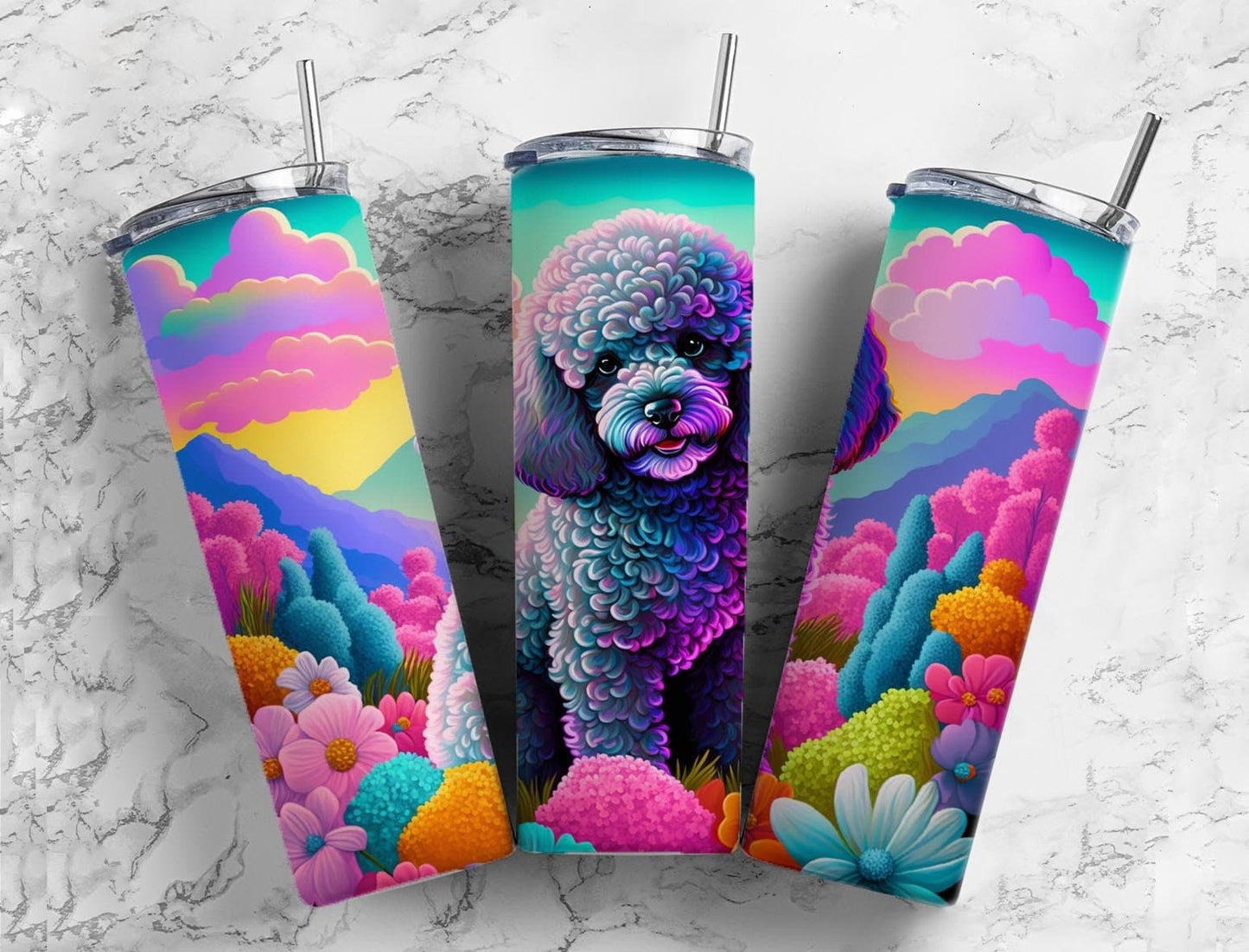 Sheep Dog 20oz Sublimation Tumbler Designs, Mystical Land 9.2 x 8.3” Straight Skinny Tumbler, Tumbler Wrap PNG