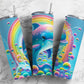 Dolphin Rainbow 20oz Sublimation Tumbler Designs, Pretty Girl 9.2 x 8.3” Straight Skinny Tumbler Wrap PNG, Sublimation Design PNG