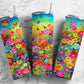 Colorful floral 20oz Sublimation Tumbler Designs, Butterfly garden 9.2 x 8.3” Straight Skinny Tumbler Wrap PNG