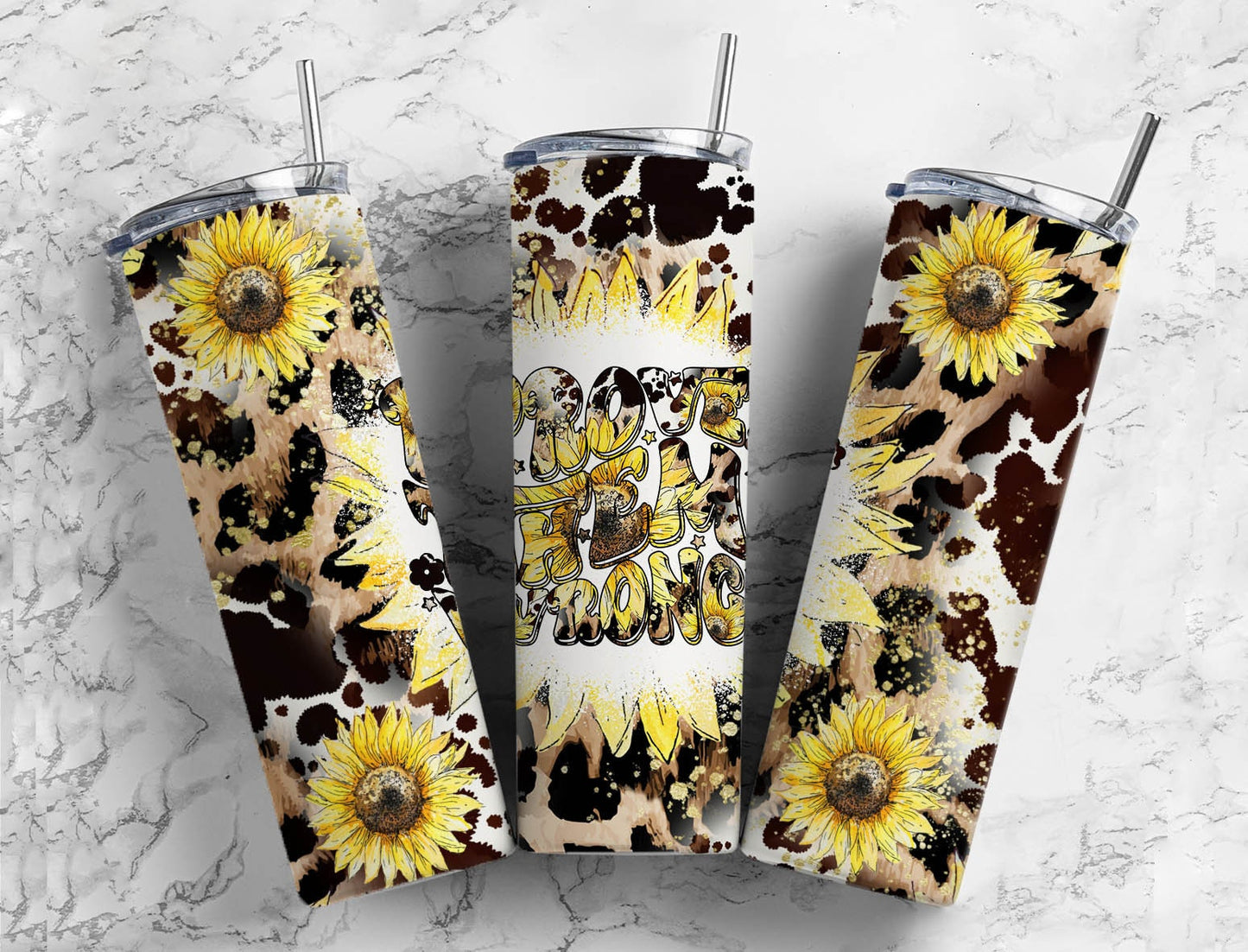 Cow print sunflower 20oz Sublimation Tumbler Designs, Prove them wrong 9.2 x 8.3” Straight Skinny Tumbler Wrap PNG