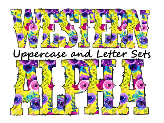 Colorful floral Doodle Letters Western Alphabet, Purple flowers Alphabet PNG, Entire Doodle Alphabet Uppercase and Numbers PNG