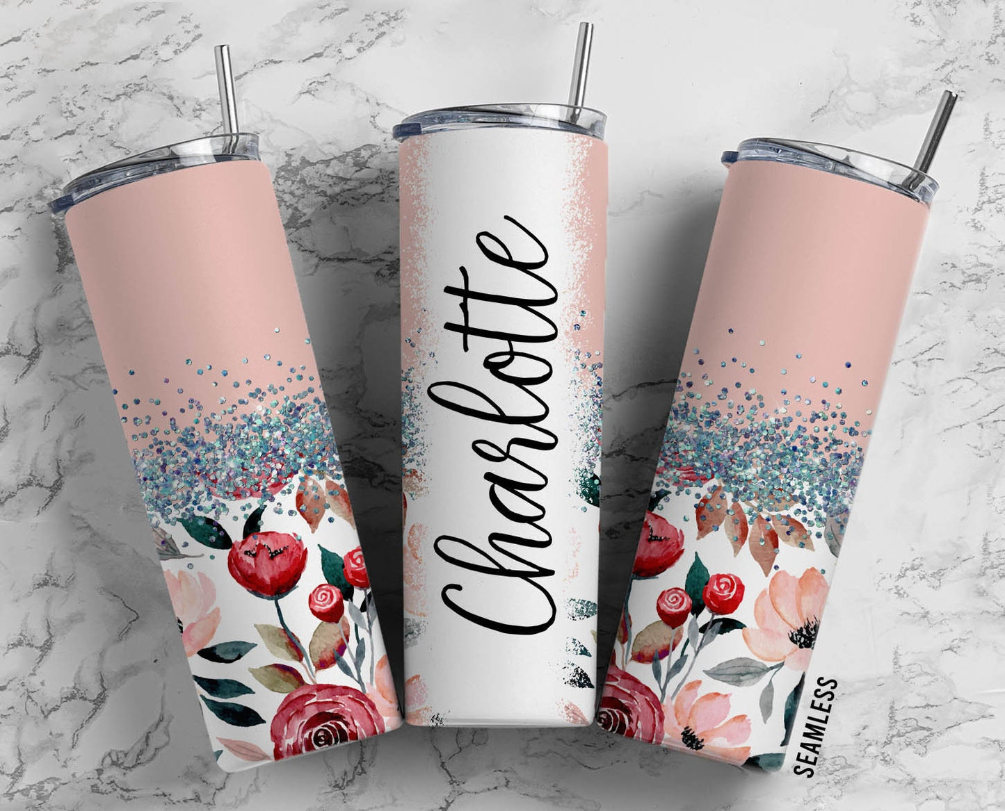 Wallpaper Pink Flowers 20oz Sublimation Tumbler Designs, Floral 9.2 x 8.3” Straight Skinny Tumbler Wrap PNG 134