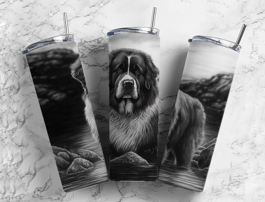 Stencil Dog 20oz Sublimation Tumbler Designs, Charcoal Painting 9.2 x 8.3” Straight Skinny Tumbler, Tumbler Wrap PNG