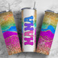 Rainbow Agate Purple yellow Flower 20oz Sublimation Tumbler Designs, Retro Mama 9.2 x 8.3” Straight Skinny Tumbler Wrap PNG, Mom Tumbler