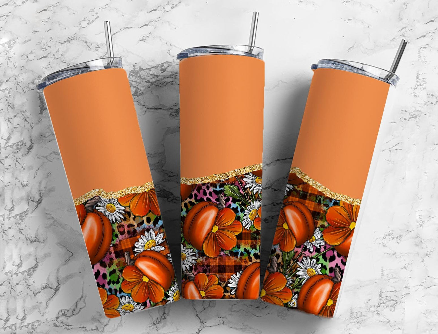 Pumpkin Fall 20oz Sublimation Tumbler Designs, Orange Aesthetic 9.2 x 8.3” Straight Skinny Tumbler Wrap