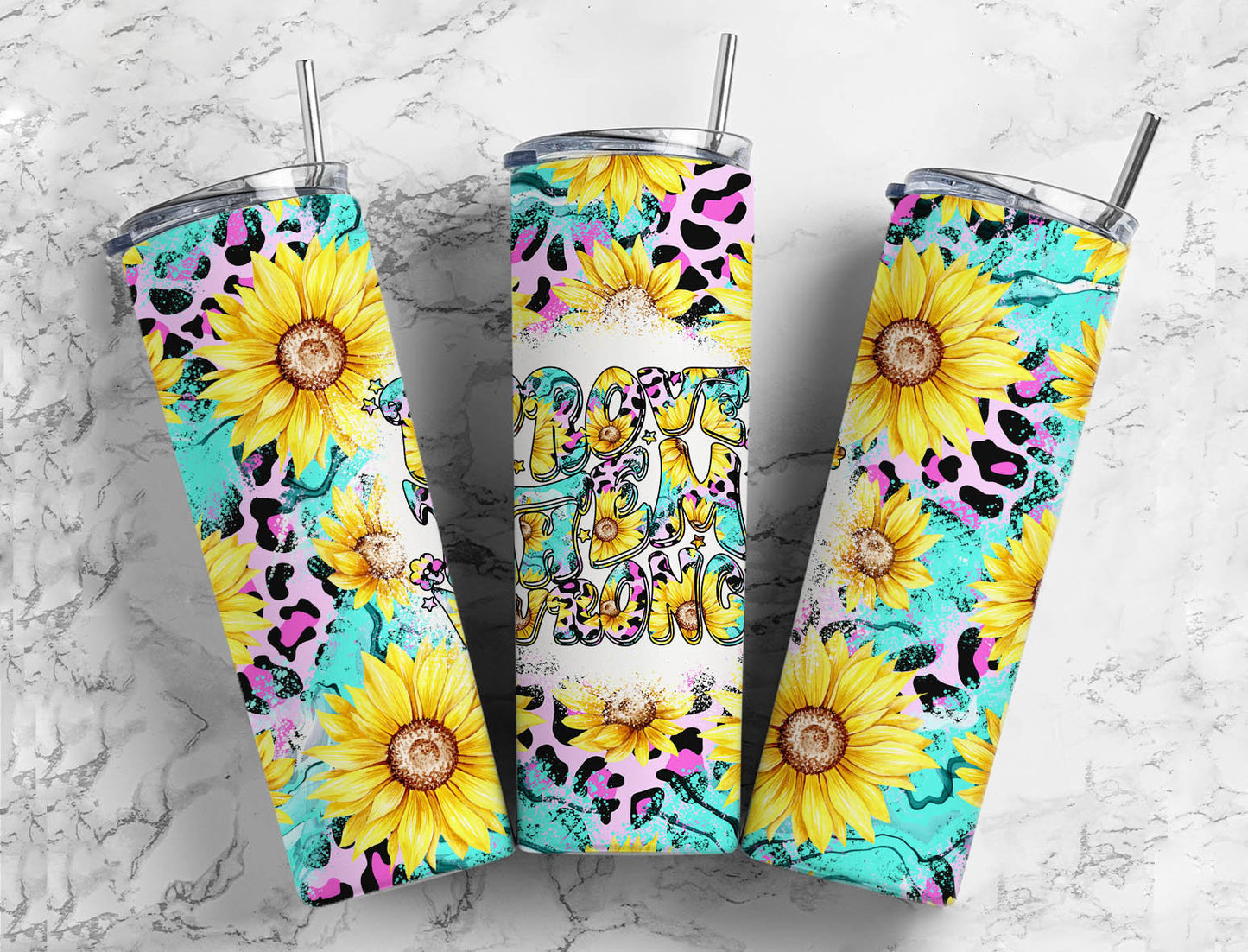 Prove them wrong 20oz Sublimation Tumbler Designs, Sunflower leopard print 9.2 x 8.3” Straight Skinny Tumbler Wrap PNG