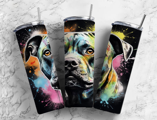 Staffordshire terrier 20oz Sublimation Tumbler Designs, Colorful paint splatter 9.2 x 8.3” Straight Skinny Tumbler Wrap PNG (2023-04-18 10.22.48)