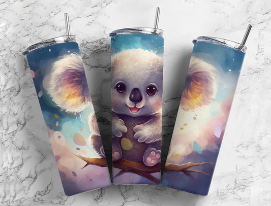 Baby koala 20oz Sublimation Tumbler Designs, cartoon koala 9.2 x 8.3” Straight Skinny Tumbler Wrap PNG