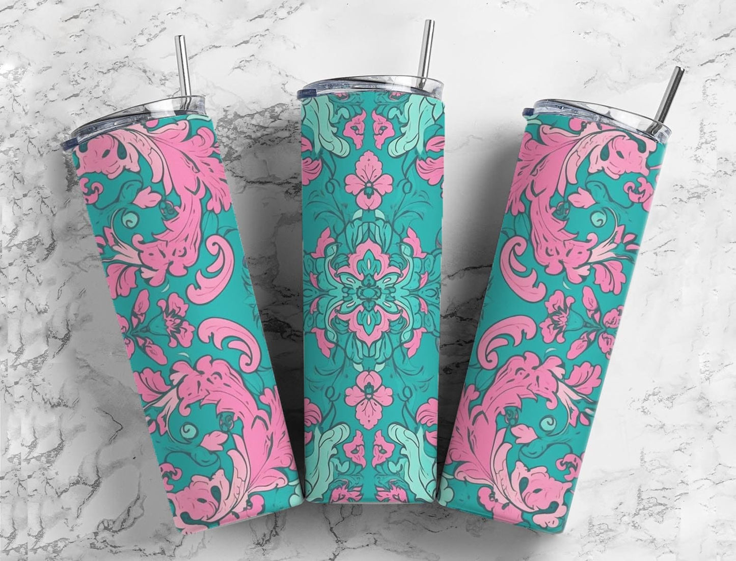 blue and pink 20oz Sublimation Tumbler Designs, pastel pattern 9.2 x 8.3” Straight Skinny Tumbler Wrap PNG