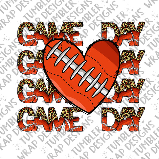Game day Sublimation PNG Design, Love heart football Digital Download PNG File, Commercial Use