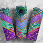 Peacock Purple 20oz Sublimation Tumbler Designs, Neon Glitter 9.2 x 8.3” Straight Skinny Tumbler Wrap, Purple Aesthetic Tumbler