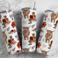 Highland Cow Floral 20oz Sublimation Tumbler Designs, Boho Flower 9.2 x 8.3” Straight Skinny Tumbler, Minimalist Wrap PNG Digital Download