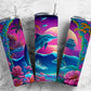 Dolphin Ocean 20oz Sublimation Tumbler Designs, Sunset Water 9.2 x 8.3” Straight Skinny Tumbler, Tumbler Wrap PNG