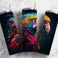 Rainbow macaw 20oz Sublimation Tumbler Designs, Colorful feathers 9.2 x 8.3” Straight Skinny Tumbler Wrap PNG