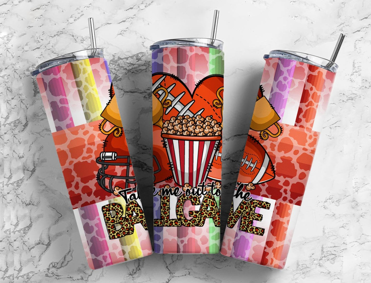 Take me out to the ballgame 20oz Sublimation Tumbler Designs, Football sports 9.2 x 8.3” Straight Skinny Tumbler Wrap PNG