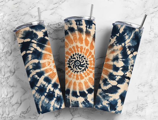 Tie dye 20oz Sublimation Tumbler Designs, Orange spiral 9.2 x 8.3” Straight Skinny Tumbler Wrap PNG