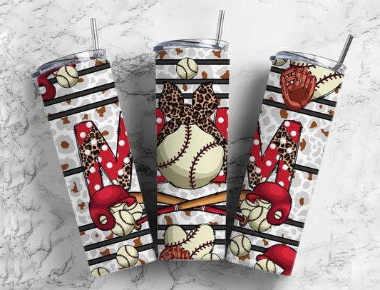 Baseball mom 20oz Sublimation Tumbler Designs, Striped sports 9.2 x 8.3” Straight Skinny Tumbler Wrap PNG