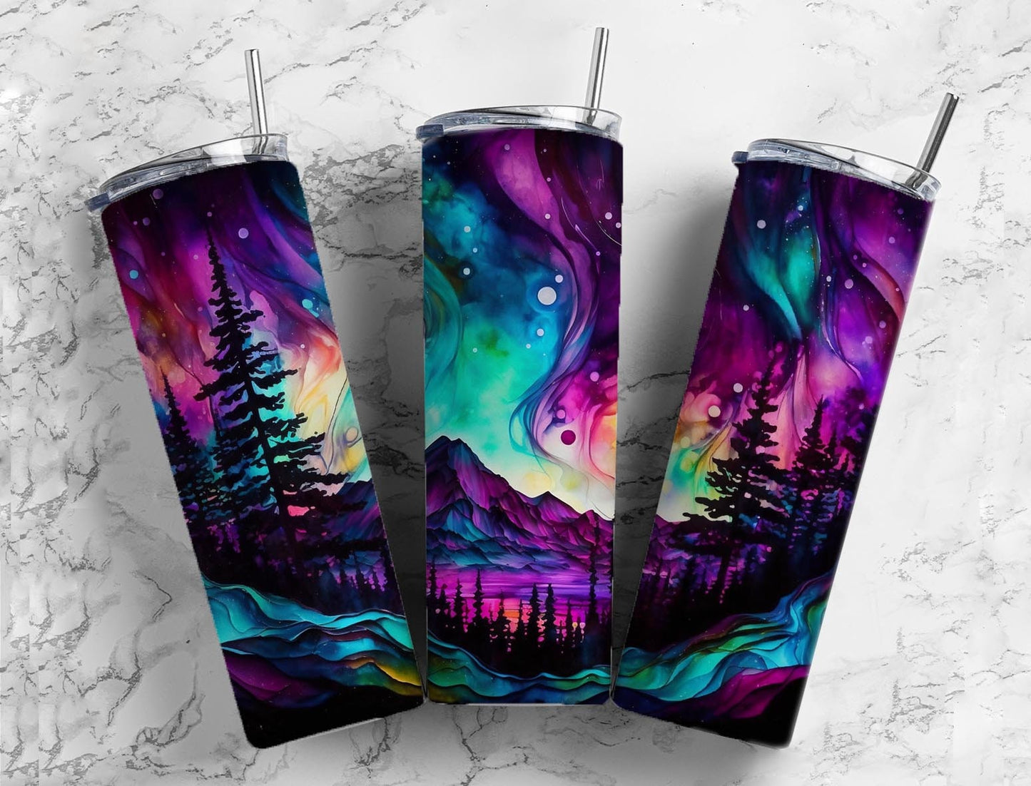 Alcohol Ink 20oz Sublimation Tumbler Designs, Stained GLass 9.2 x 8.3” Straight Skinny Tumbler Wrap PNG, Sublimation Design PNG