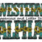 Turquoise leopard print Doodle Letters Western Alphabet, Sunflower floral Alphabet PNG, Entire Doodle Alphabet Uppercase and Numbers PNG