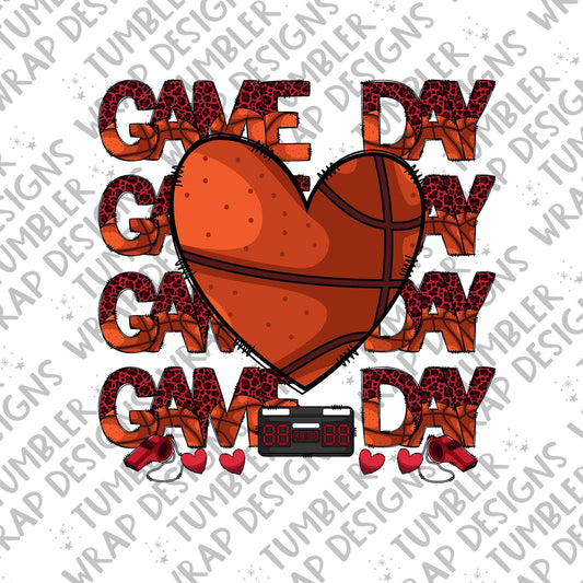 game day Sublimation PNG Design, Love heart basket ball Digital Download PNG File, Commercial Use