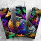 Rainbow duck 20oz Sublimation Tumbler Designs, alcohol ink 9.2 x 8.3” Straight Skinny Tumbler Wrap PNG