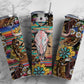 Bull Skull 20oz Sublimation Tumbler Designs, Cowboy Boots 9.2 x 8.3” Straight Skinny Tumbler, Turquoise Wrap PNG