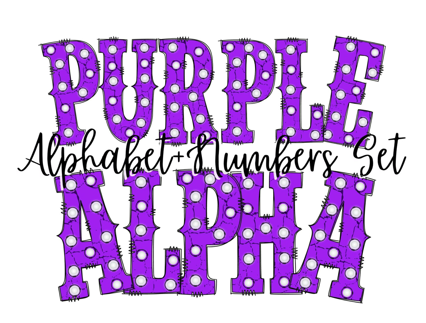 Purple Marquee Lights Alphabet with Uppercase and Numbers PNG, Alphabet PNG Digital Download PNG