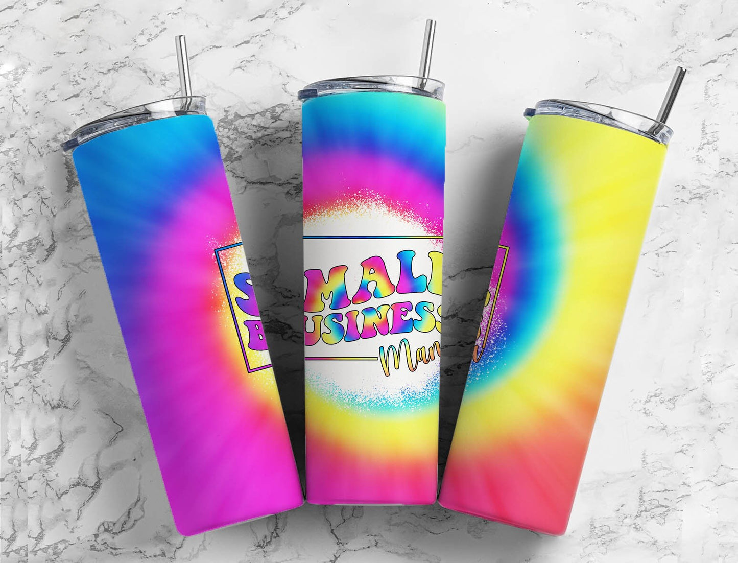 Rainbow Tie dye spiral 20oz Sublimation Tumbler Designs, Small business 9.2 x 8.3” Straight Skinny Tumbler Wrap PNG